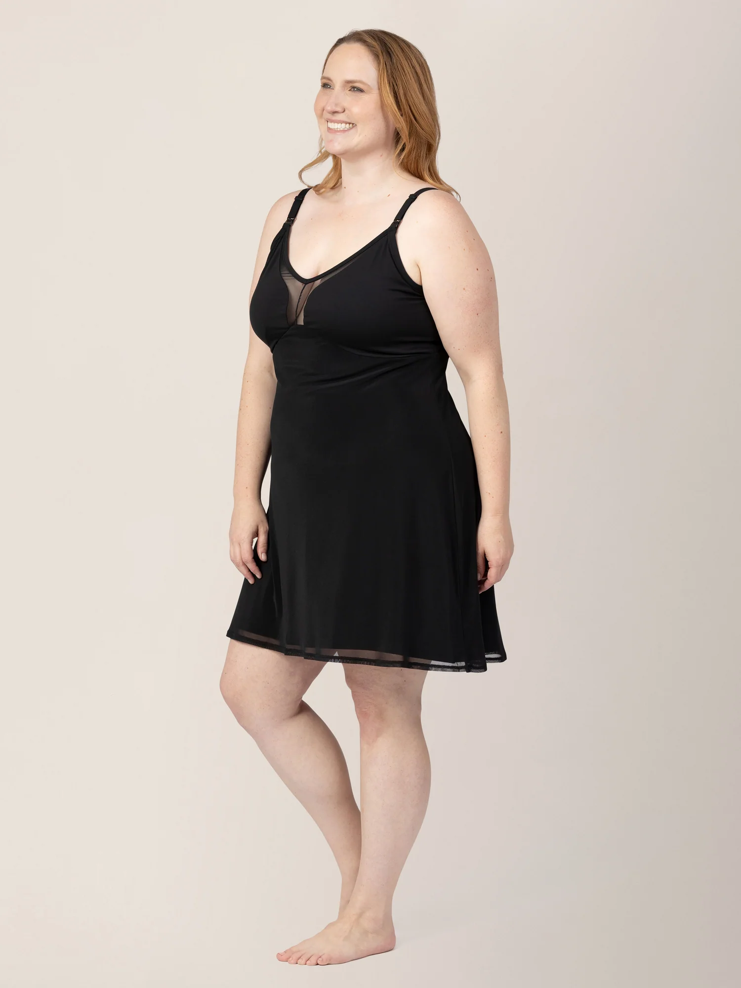 Aurora Mesh Nursing Nightgown | Black - Image 3