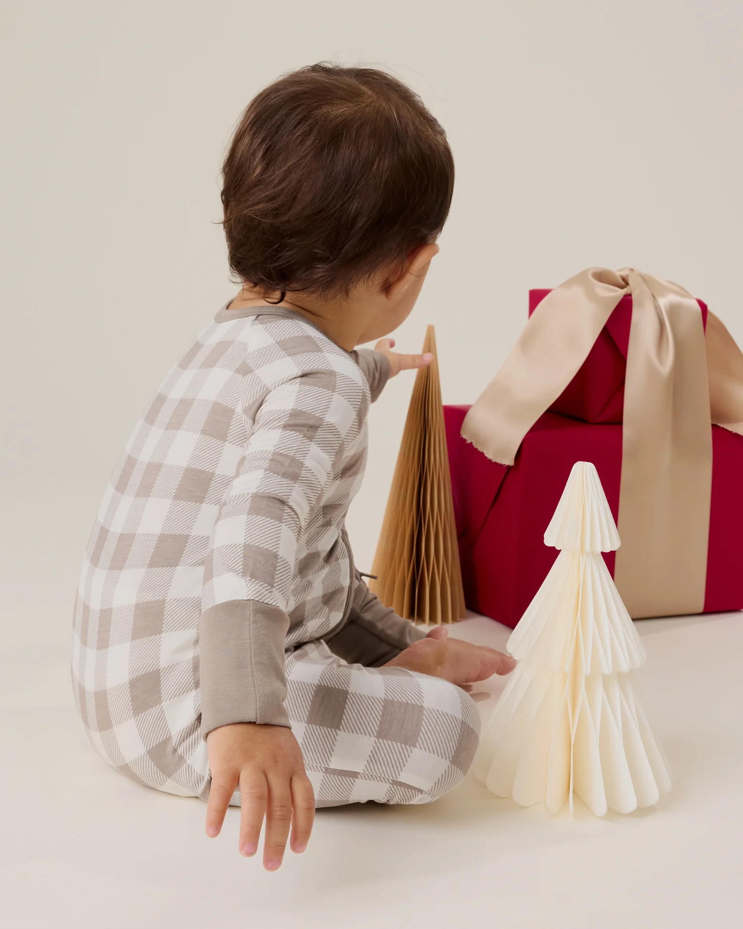 Bamboo Baby Pajama | Taupe Gingham - Image 3