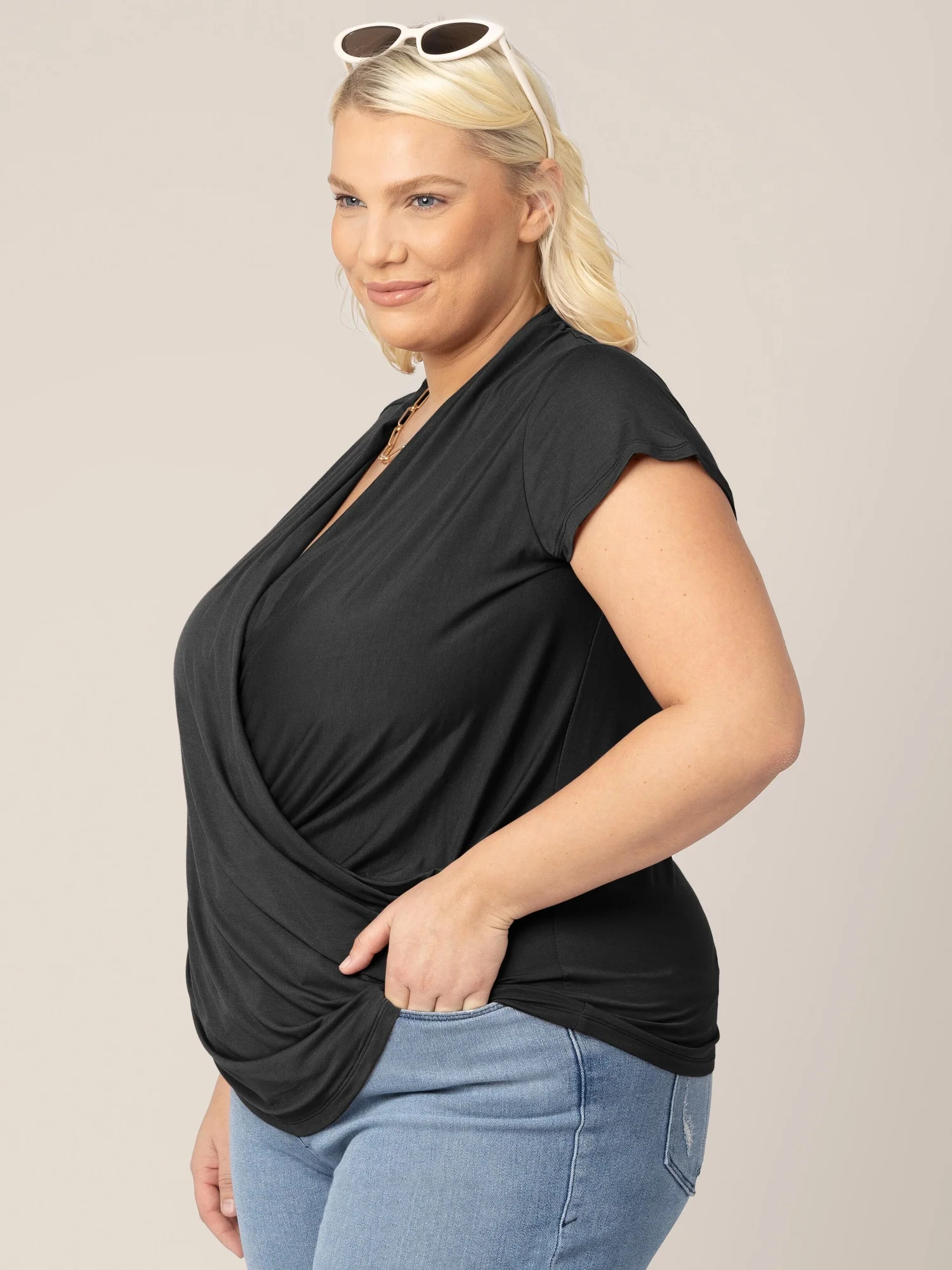 Bamboo Draped Nursing Top | Black - Image 2