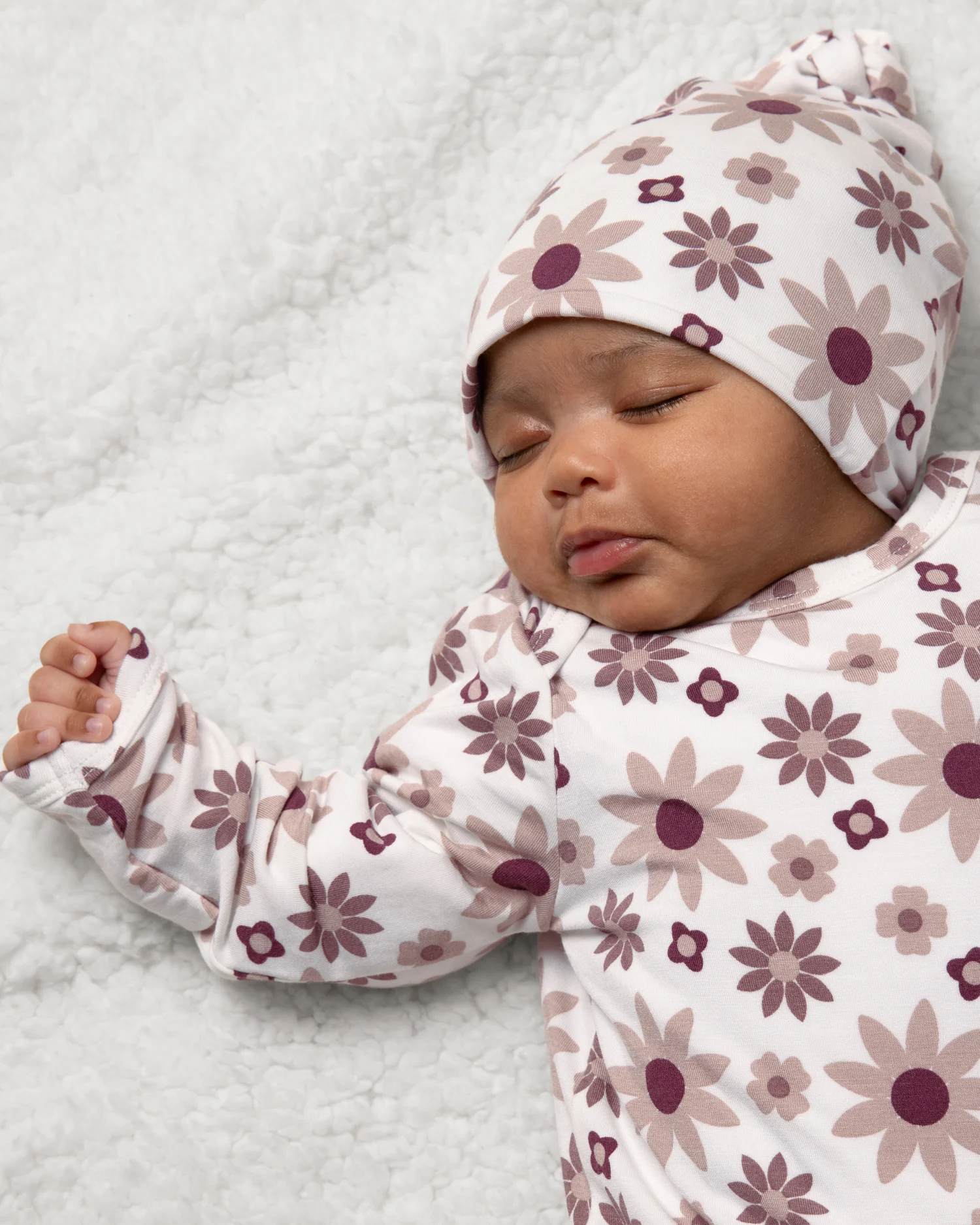 Bamboo Knotted Baby Gown & Hat | Twilight Floral - Image 2