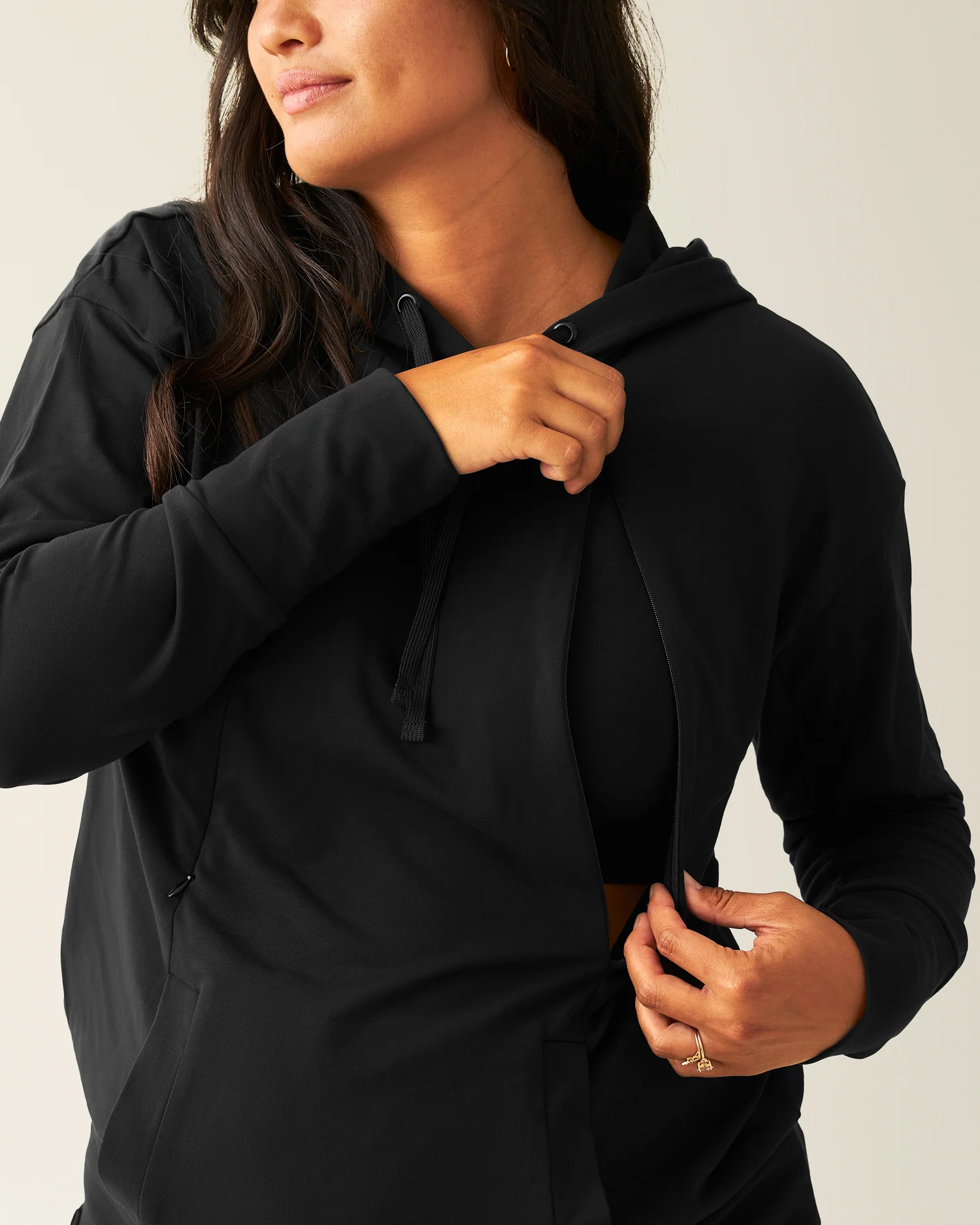 Brushed Bamboo Maternity & Nursing Hoodie | Black - Image 2