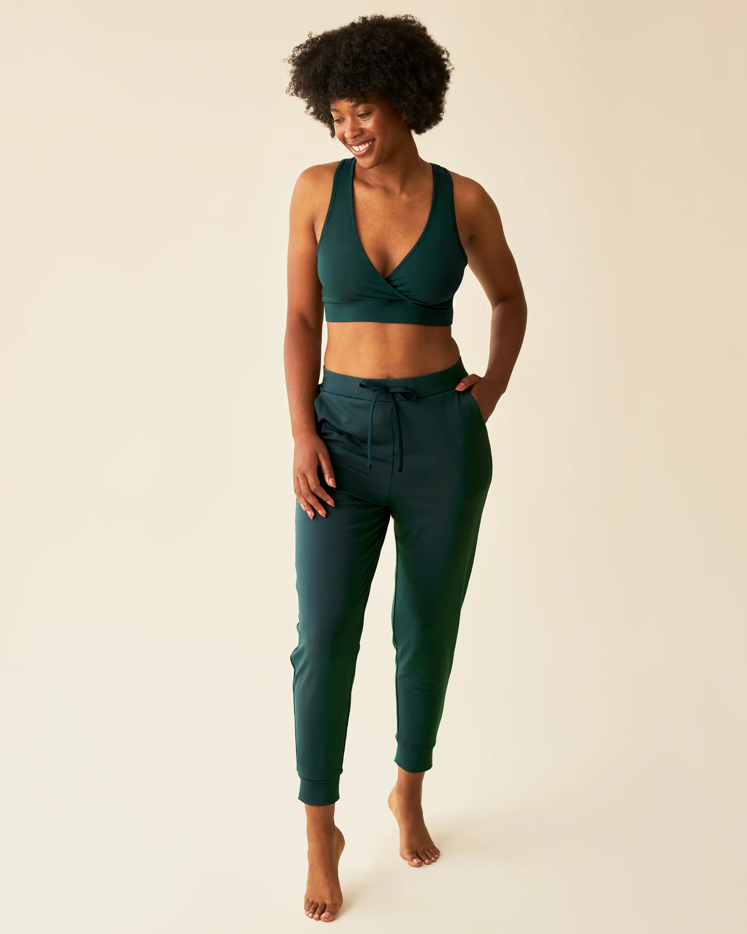Brushed Bamboo Maternity & Postpartum Jogger | Evergreen - Image 4