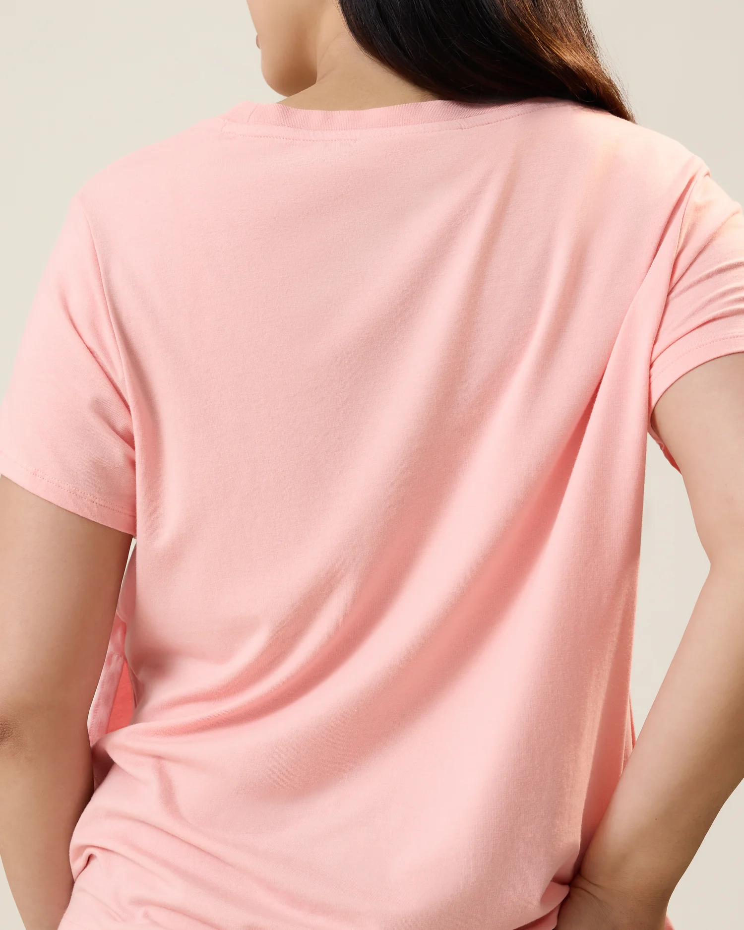 Classic Modal V-neck Nursing T-shirt | Sunset Pink - Image 5