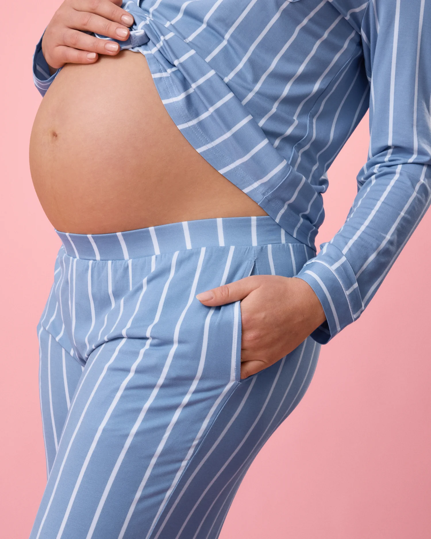 Clea Bamboo Long Sleeve Pajama Set | Vintage Blue Stripe - Image 4
