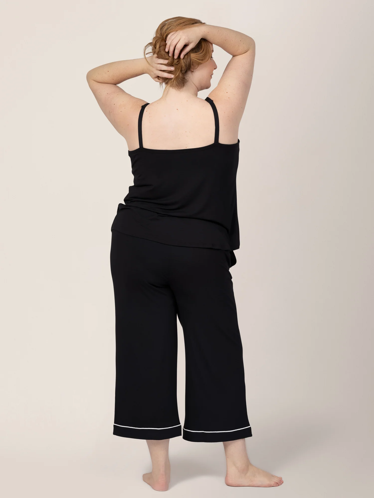 Clea Bamboo Nursing Tank & Capri Pajama Set | Black - Image 4