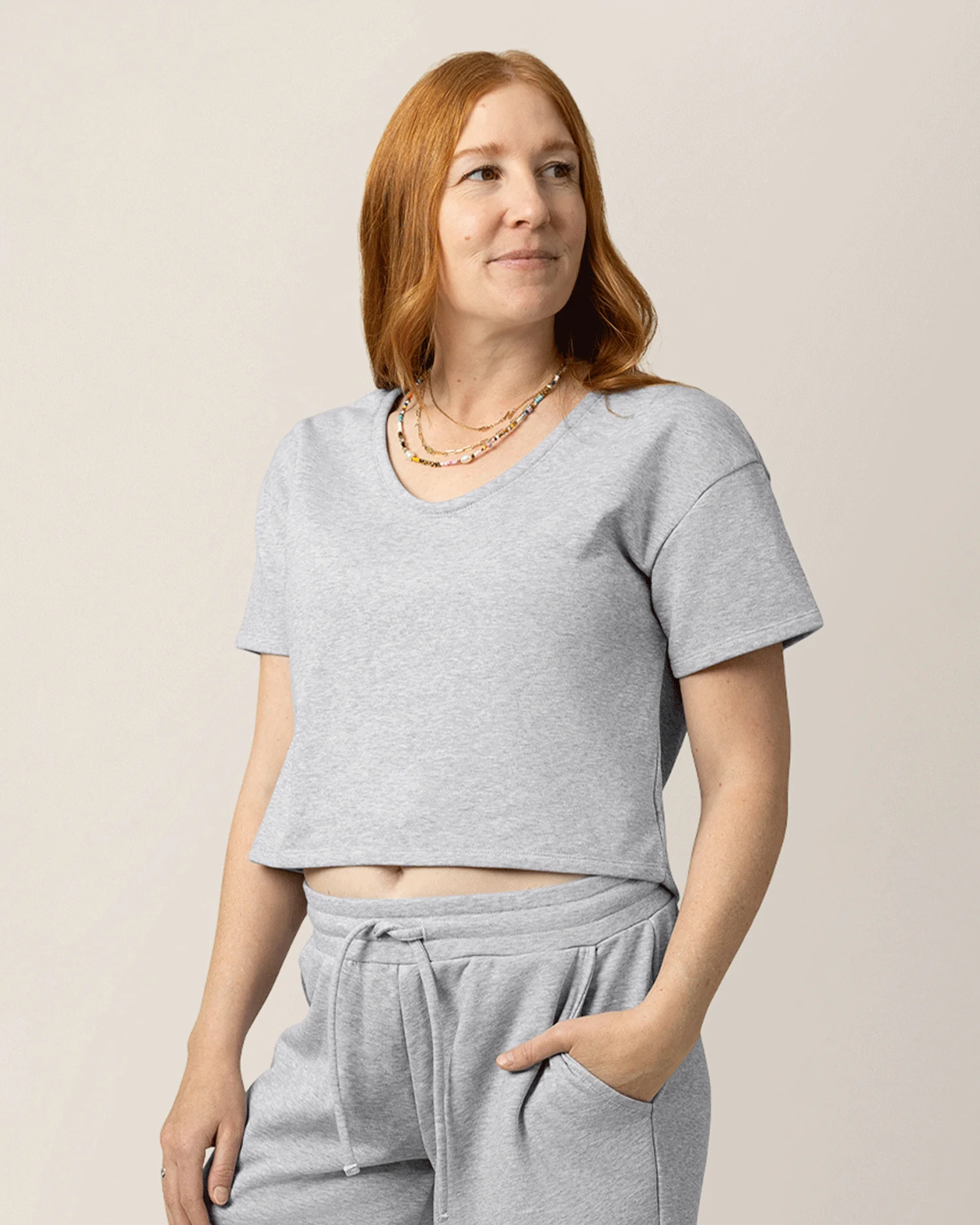French Terry Nursing T-shirt | Grey Heather - Image 4