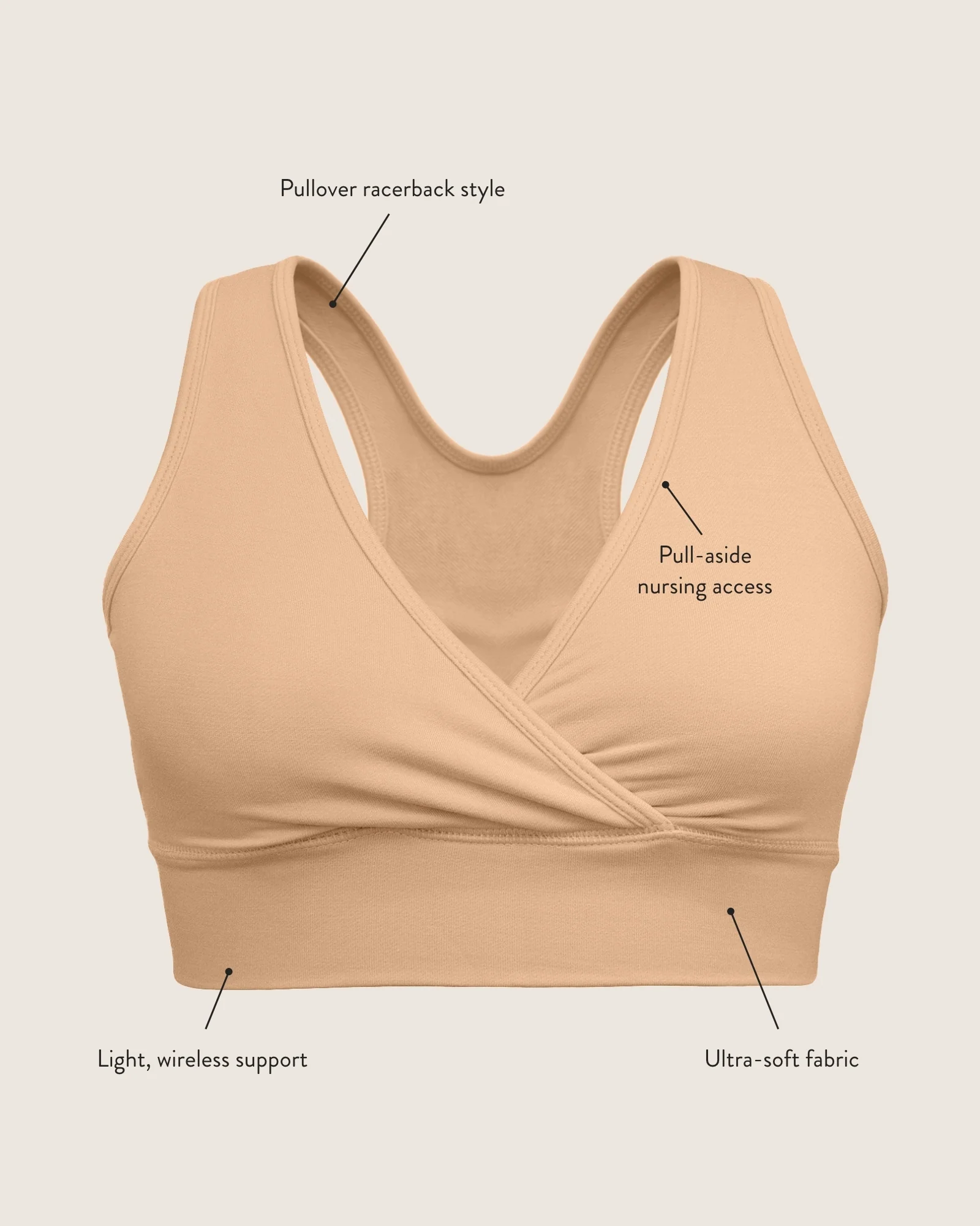 French Terry Racerback Nursing & Sleep Bra | Soft Pink - Image 5