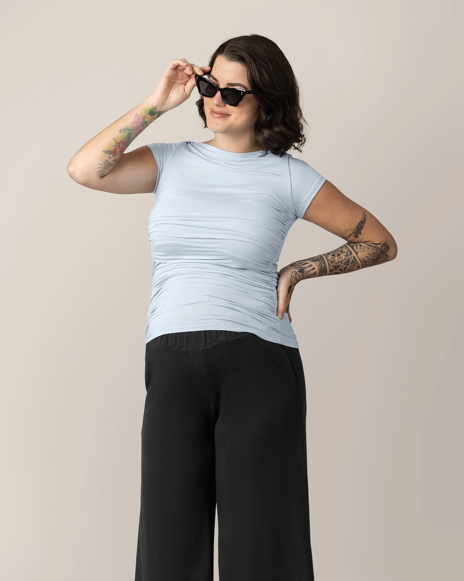 Kiera Boat Neck Maternity & Nursing Top | French Blue - Image 4