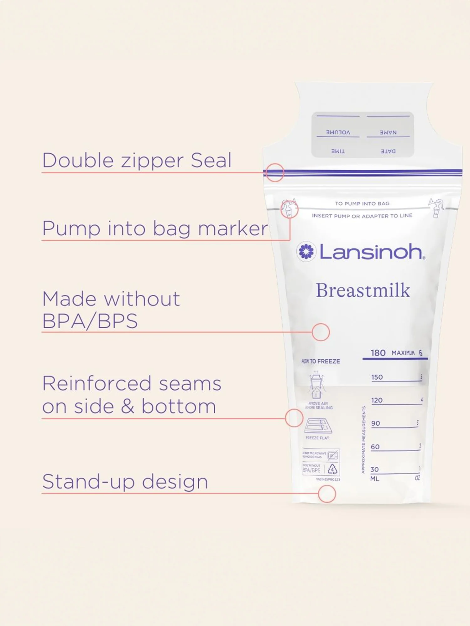 Lansinoh - Breastmilk Storage Bags - 6oz - Image 2