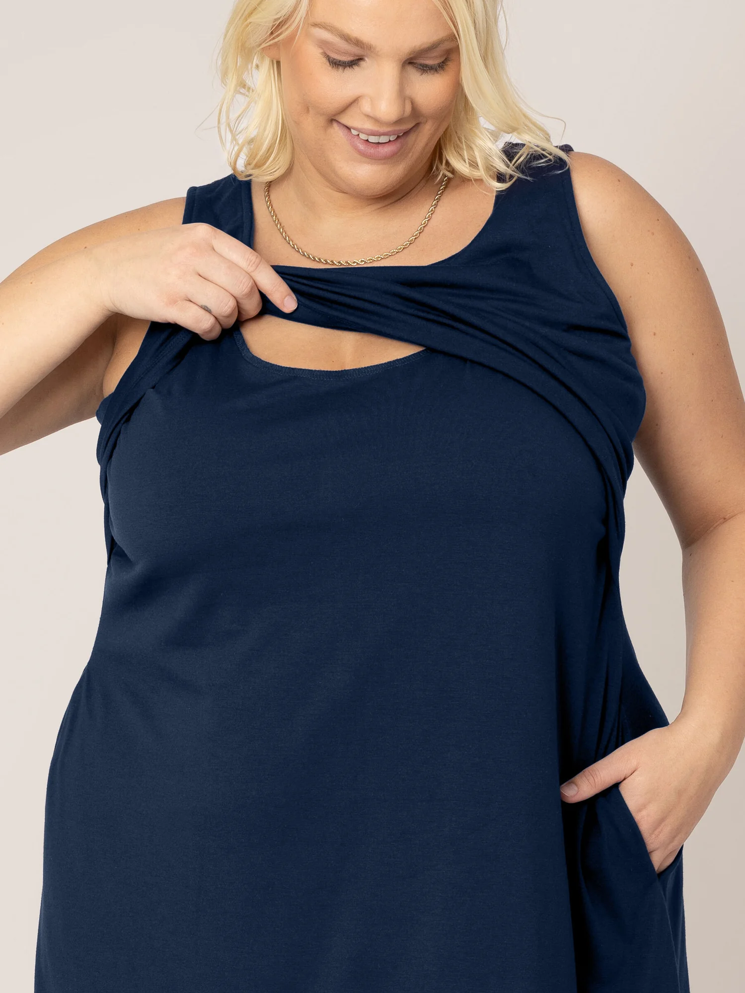 Penelope Crossover Nursing Dress | Navy - Image 6