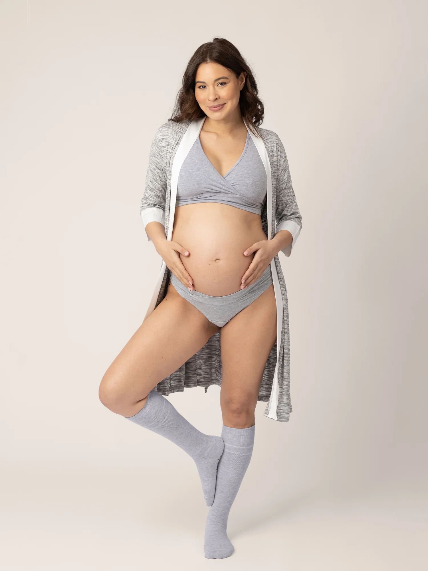 Premium Maternity Compression Socks (2-Pack) | Soft Pink & Grey Heather - Image 4