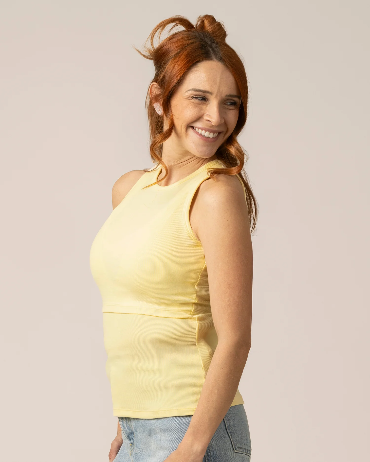 Ribbed Bamboo Racerback Nursing Tank | Butter Yellow - Image 4