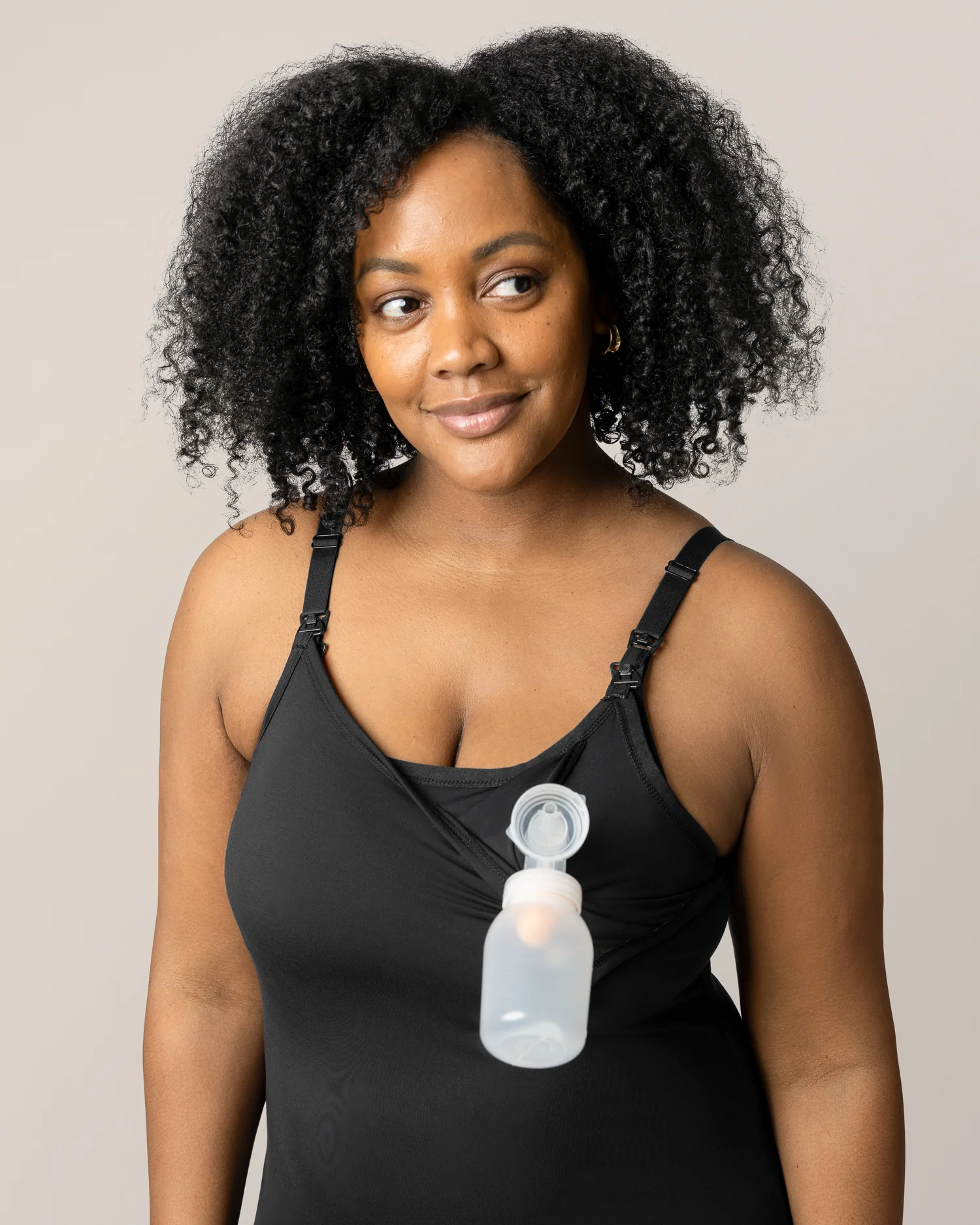 Stella Hands-Free Pumping & Nursing Nightgown | Black - Image 3