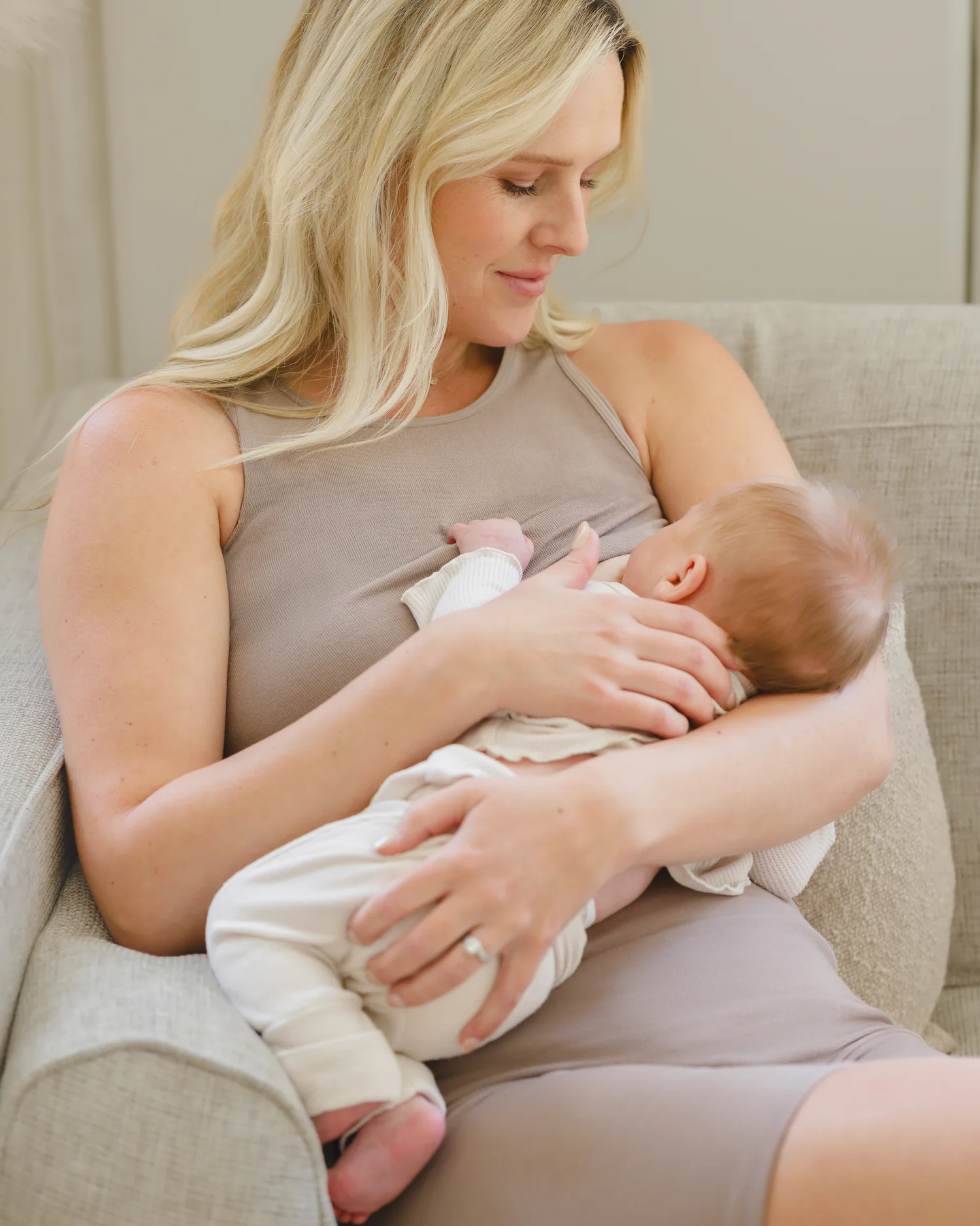 Sublime® Bamboo Maternity & Nursing Longline Bra Top | Taupe - Image 6