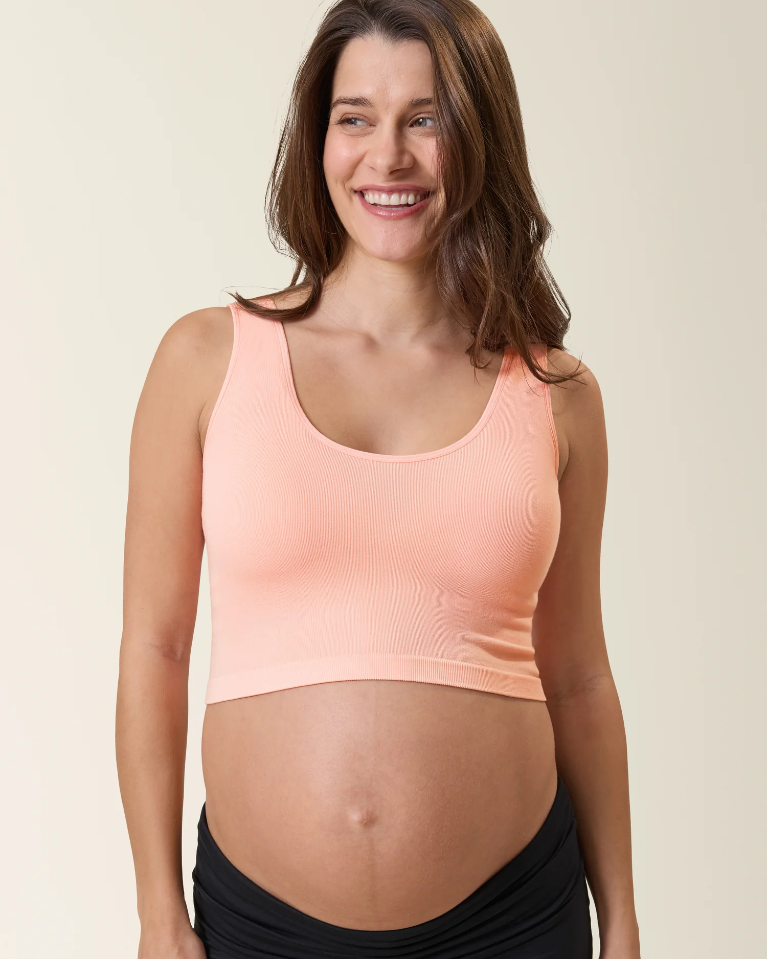 Sublime® Bamboo Scoop Neck Maternity & Nursing Longline Bra Top | Sunset Pink
